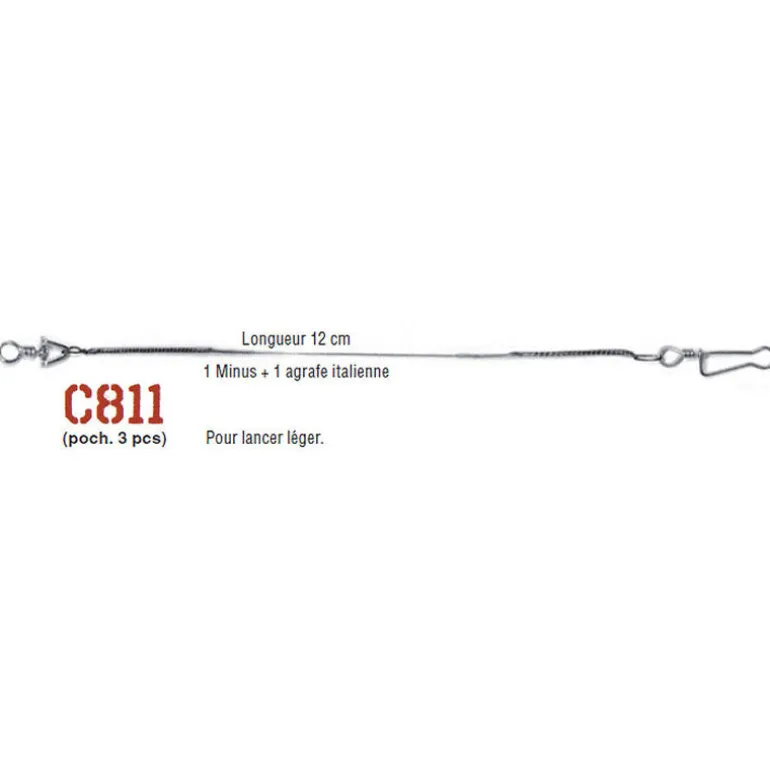 Bas de ligne acier monté carnassier cannelle avancon multiflex c811 12cm (x3)