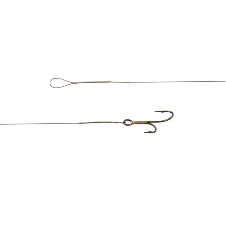 Bas de ligne acier monté carnassier cannelle multiflex 40 cm+ hameçon double ryder (x3)