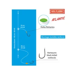 Bas de ligne flashmer daurade en dérive en fluorocarbon 2 hameçons