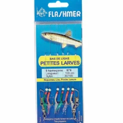 Bas de ligne flashmer petites larves 6 hameçons