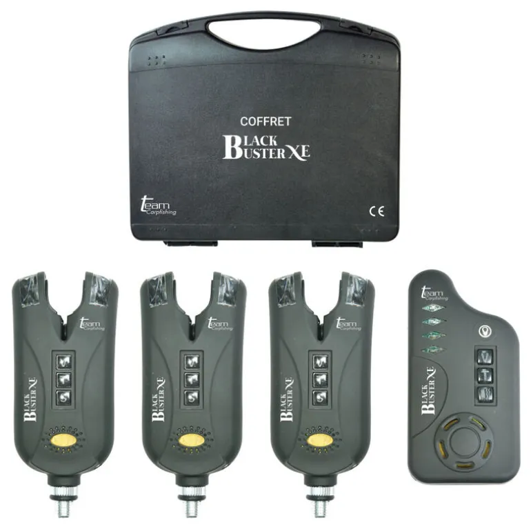 Coffret 3 détecteurs carpe team carpfishing black buster xe + centrale