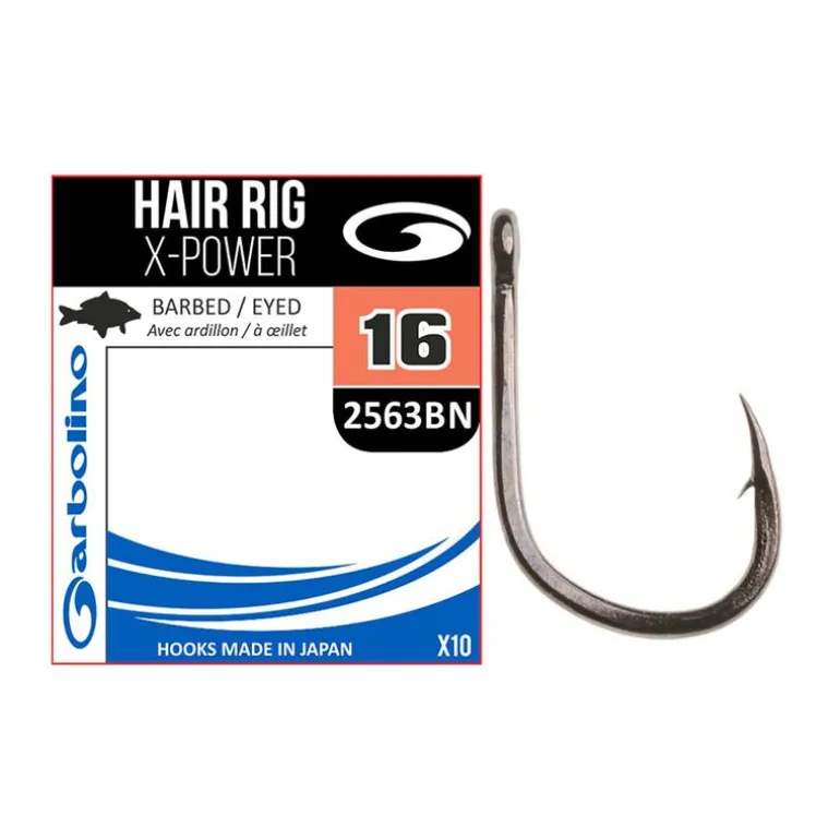 Hameçon non monté Garbolino Hair Rig X-power (x10)