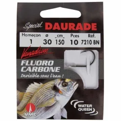 10 hameçons montés water queen flurocarbon + vanadium spécial daurade