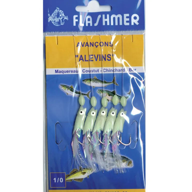 Leurre train de plumes mer flashmer alevins 5 hamecons 1/0