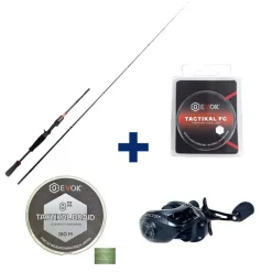 Pack Canne Evok Invictus V2 1.83m, 10-30g + Moulinet Invictus 150HL + Tresse + Fluorocarbone