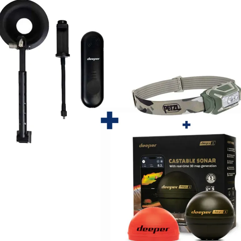 Pack Deeper Chirp+ 3D + Petzl Aria I + Amplificateur Wifi pour bateau amorceur