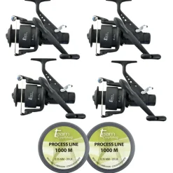 Pack 4 Moulinets Dark Water 6000 FS Debrayable + 2000m de 0.35mm