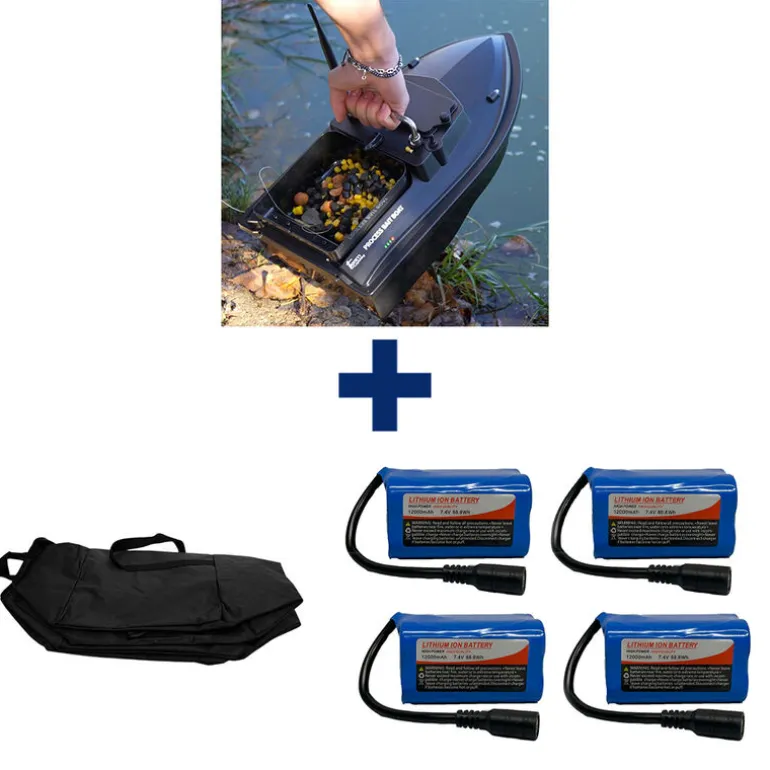 Pack Process Bait Boat + 4 Batterie12000 mAh + Sac