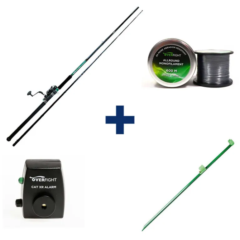 Pack Tank Heavy Spin + Monofilament + Cat XR Alarm+ Adjustable Sand Spike