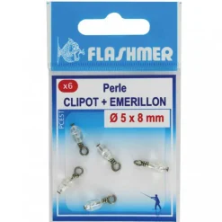 Perle clipot avec émerillon flashmer (x6)
