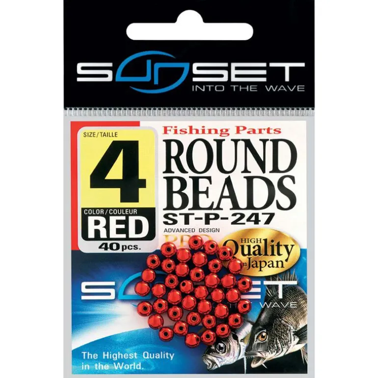 Perles Sunset Rondes Dures Rouges