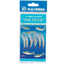 Plumes de Mer Fine Flashmer 6 Hameçons N°4 Blanc