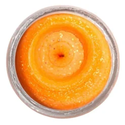 Pâte à Truite Arôme Crustacé Berkley PowerBait  Natural Glitter Trout Dough Orange Glitter