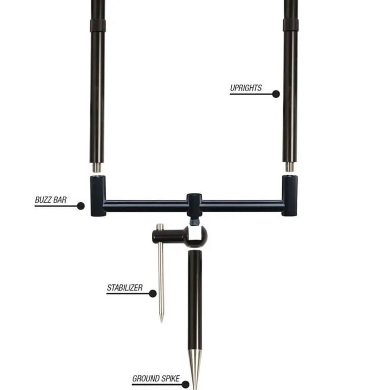 Support 2 cannes korda pack singlez alu black + surelevateur 6.5"