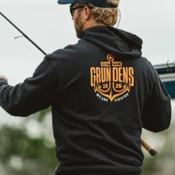 Sweatshirt Grundens Displacement Hoodie Logo Black Anchor Black