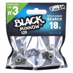 Tete plombee fiiish black minnow120 search 18g (x2)