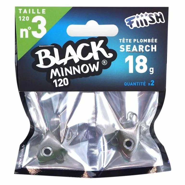 Tete plombee fiiish black minnow120 search 18g (x2)