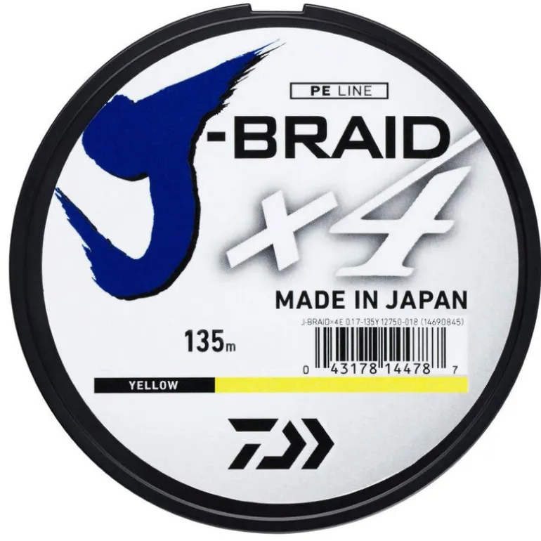 Tresse Daiwa J-Braid x4 Jaune 135m