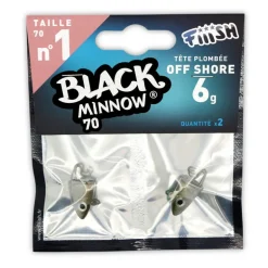 Tête plombee fiiish black minnow 70 off shore 6g (x2)